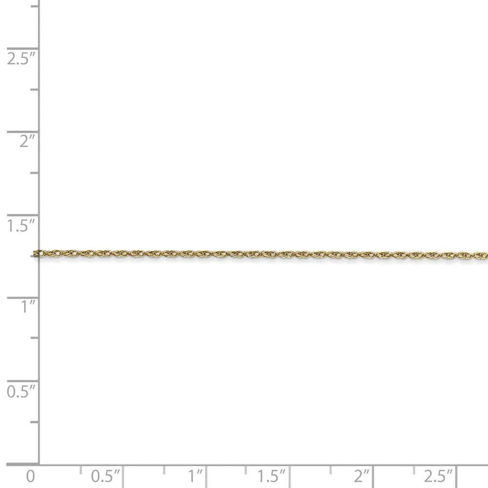 0.7mm, 10k Yellow Gold, Cable Rope Chain Necklace