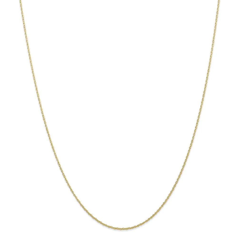 0.7mm, 10k Yellow Gold, Cable Rope Chain Necklace