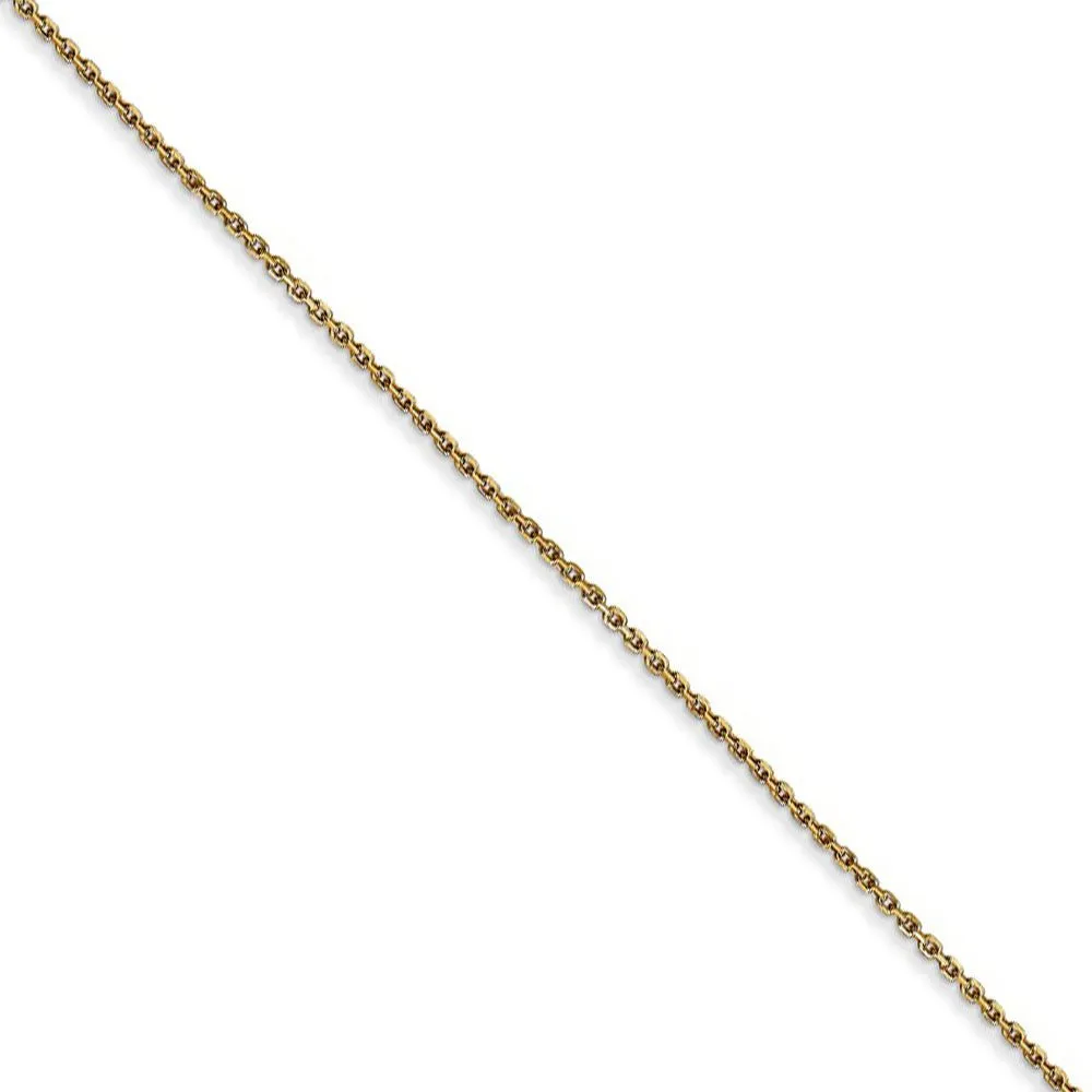 0.8mm, 14k Yellow Gold, Diamond Cut Cable Chain Necklace