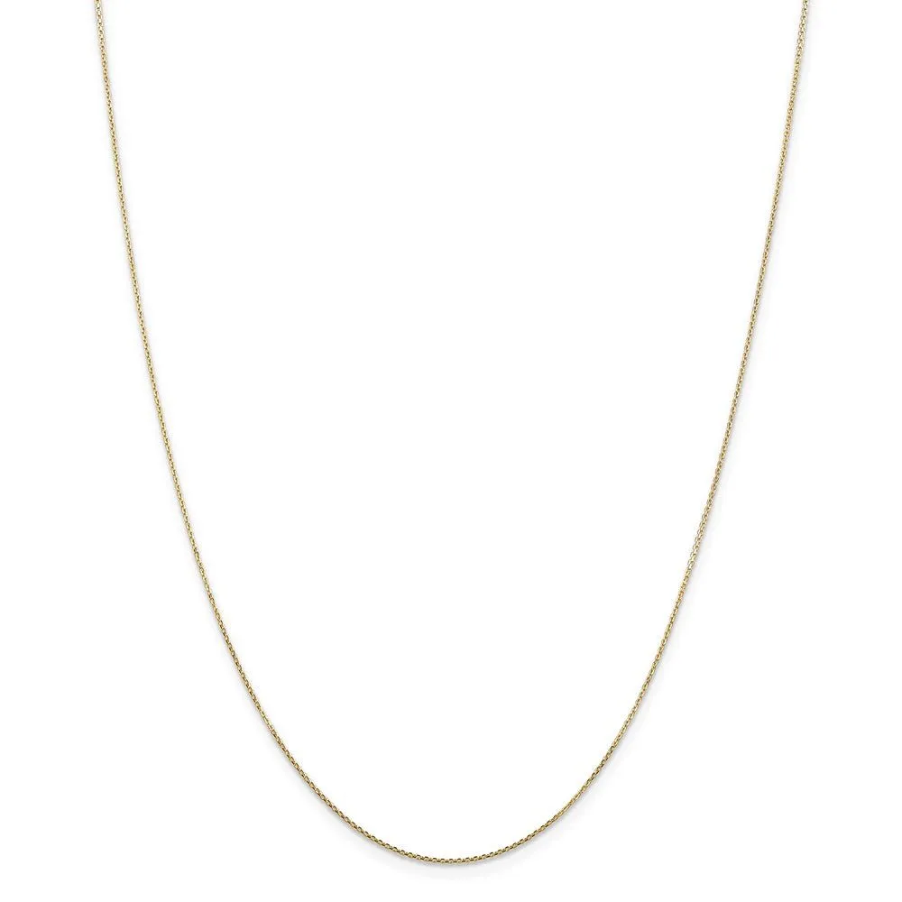 0.8mm, 14k Yellow Gold, Diamond Cut Cable Chain Necklace