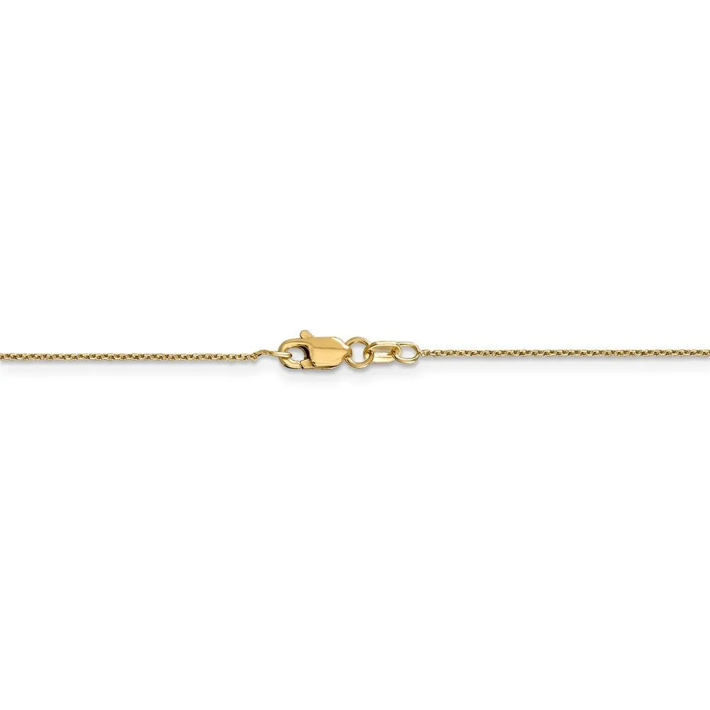 0.8mm, 14k Yellow Gold, Diamond Cut Cable Chain Necklace