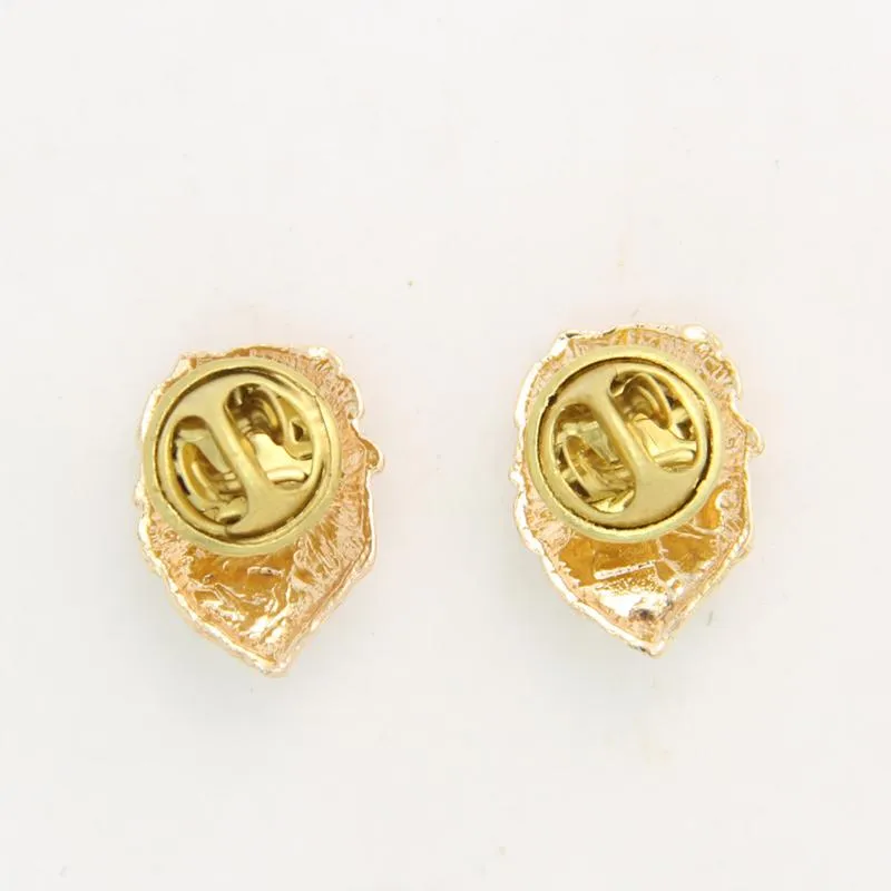 1 Pair Delicate 3D Lion Head Brooch Collar Lapel Pins Tips Gift Unisex-Gold