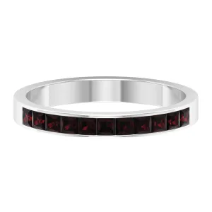 1/2 CT Princess Cut Garnet Simple Stackable Ring