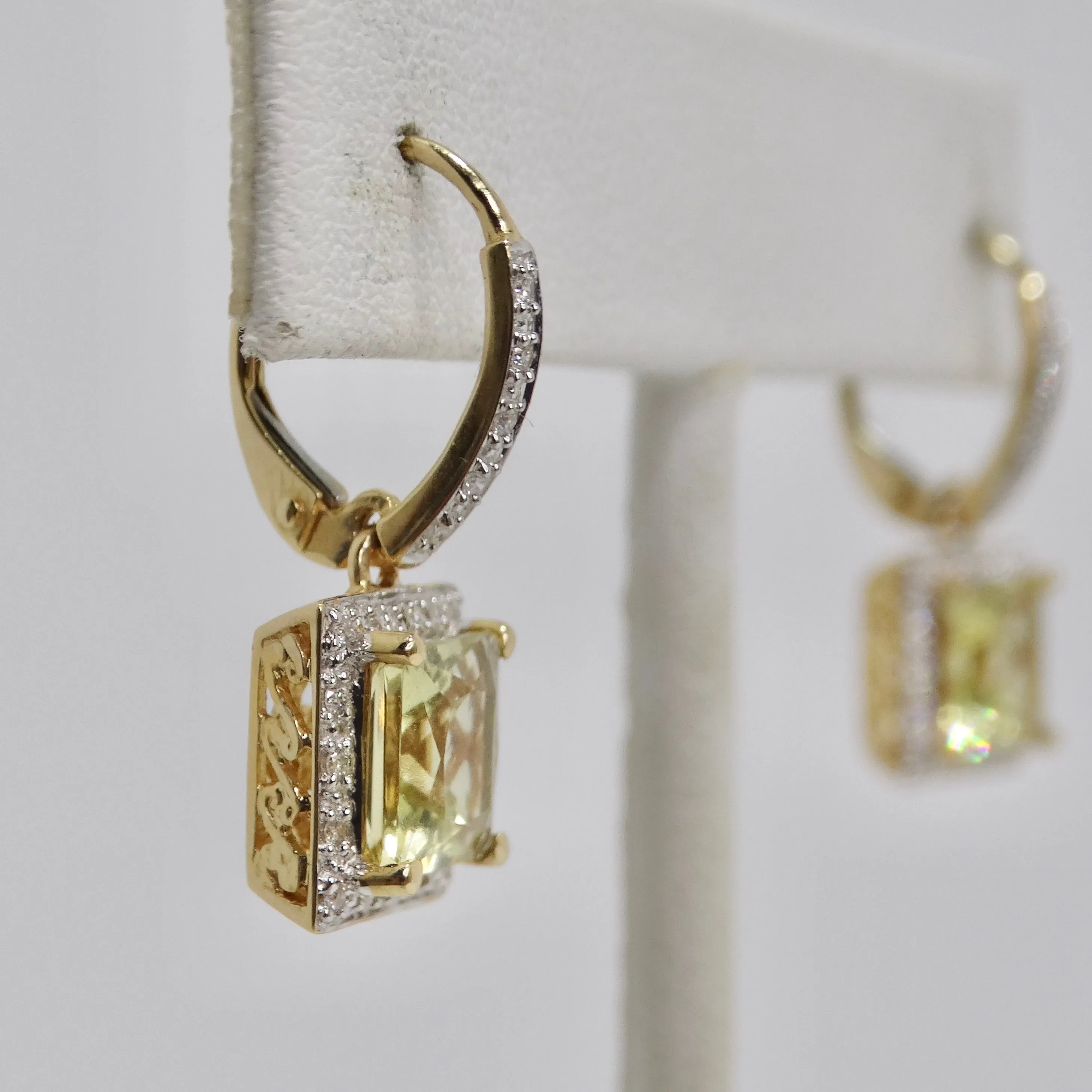 14K Gold Citrine Diamond Earrings