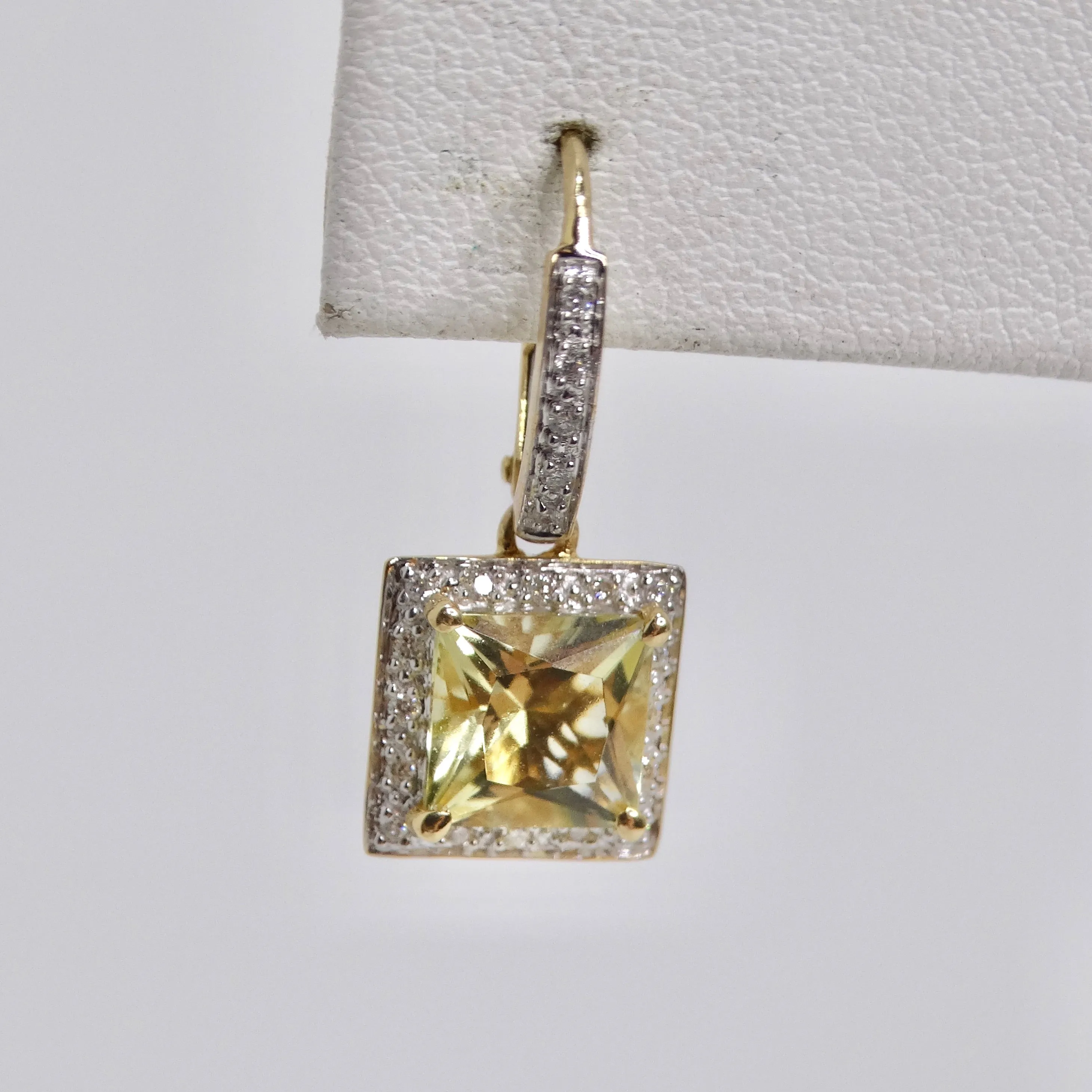 14K Gold Citrine Diamond Earrings