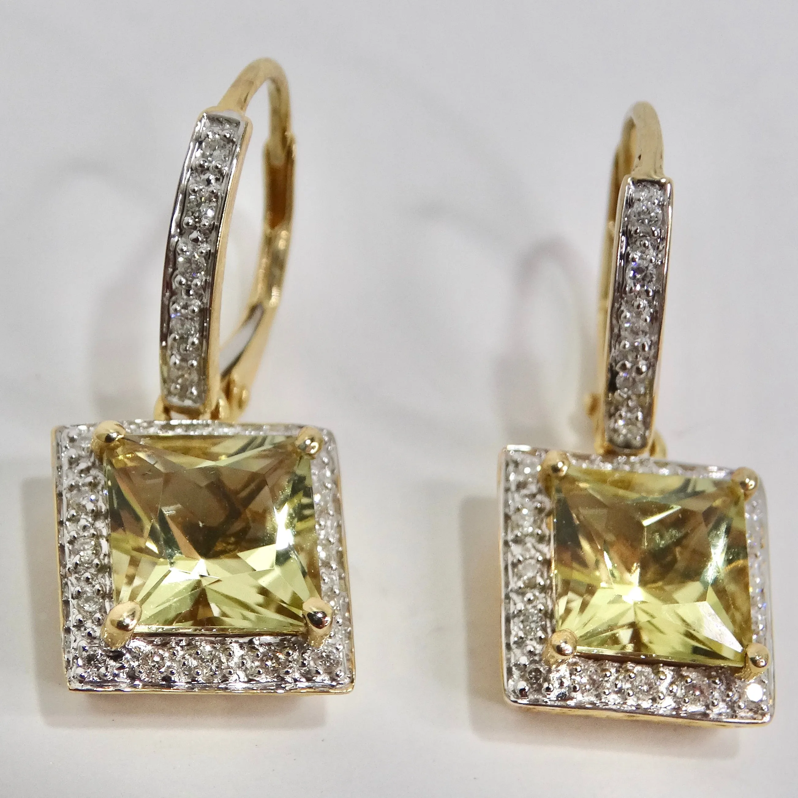 14K Gold Citrine Diamond Earrings