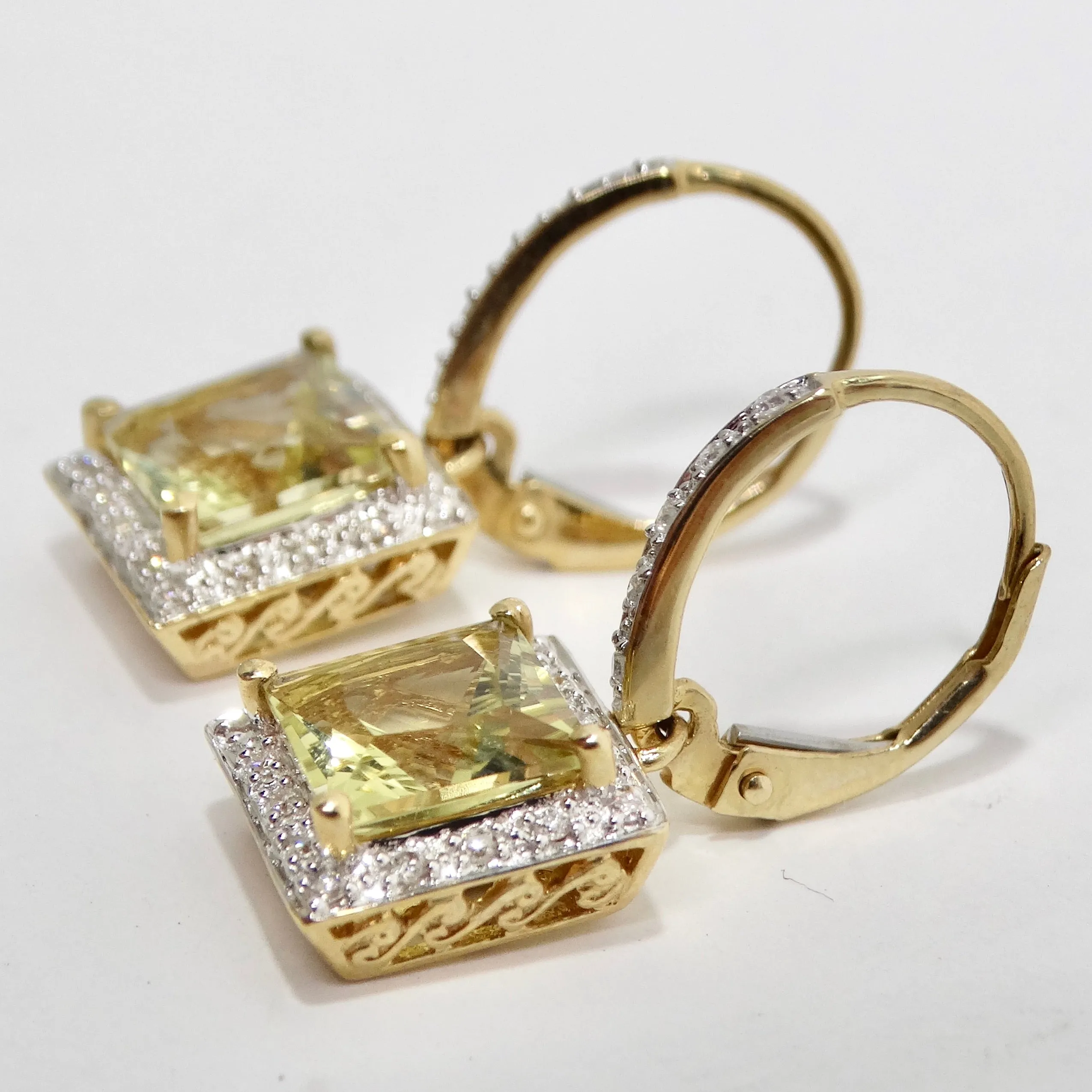 14K Gold Citrine Diamond Earrings