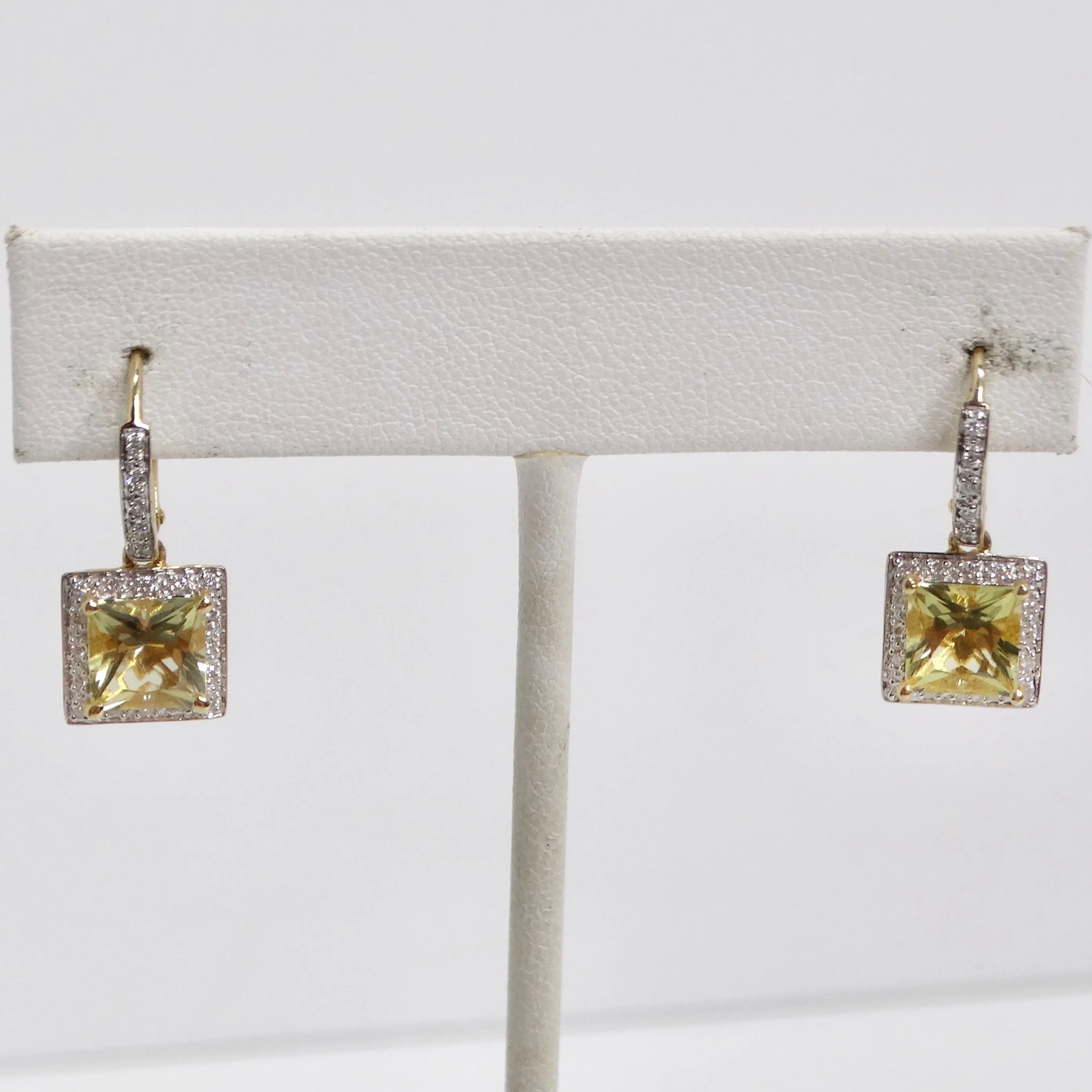 14K Gold Citrine Diamond Earrings