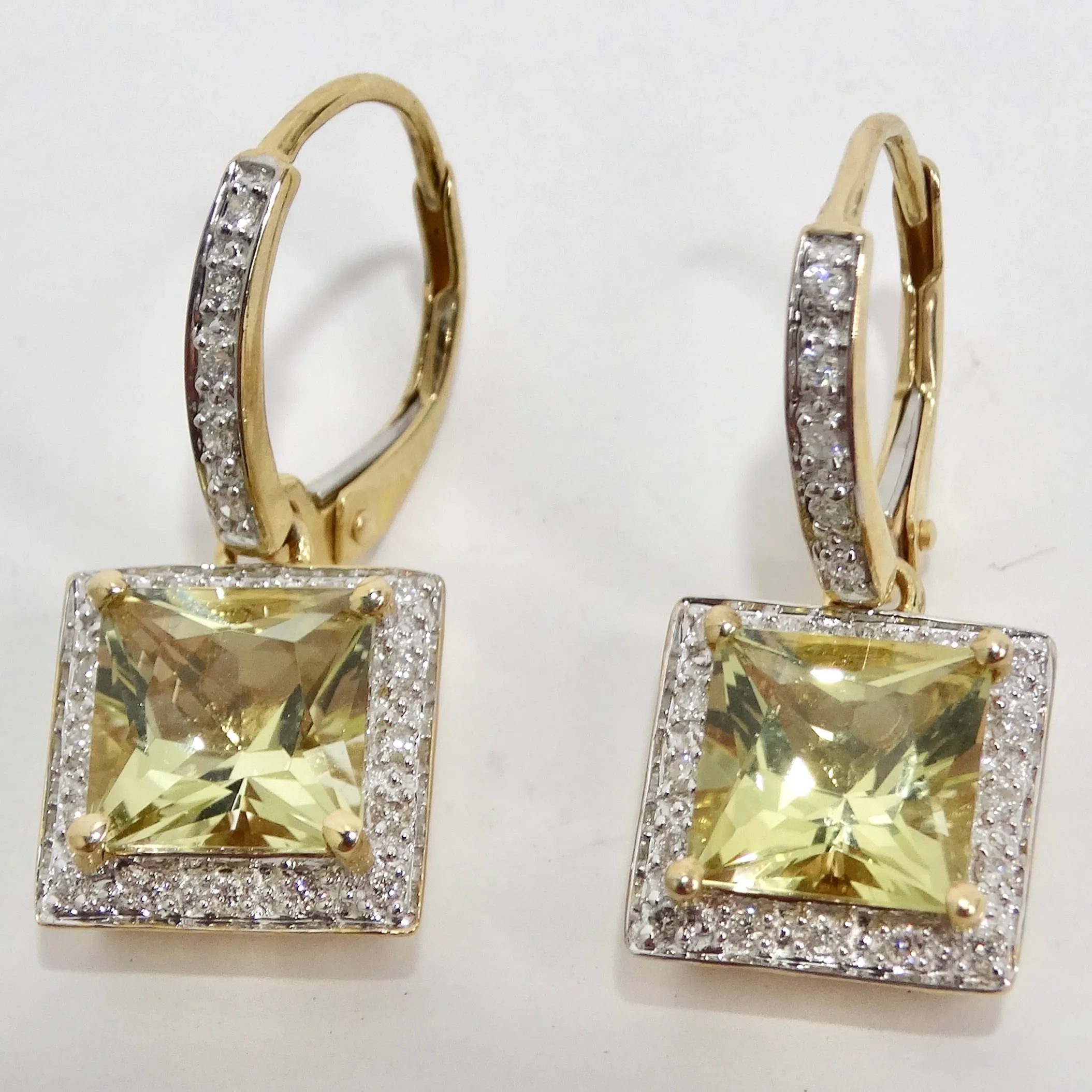 14K Gold Citrine Diamond Earrings