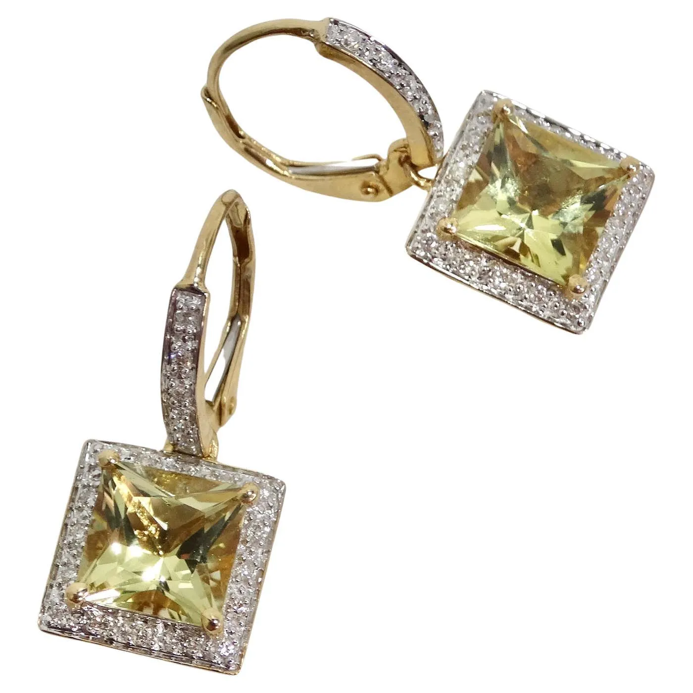 14K Gold Citrine Diamond Earrings