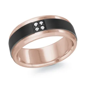 14K Rose Gold Ring from the Titanium Collection by Malo - MRDTI-011-8PD