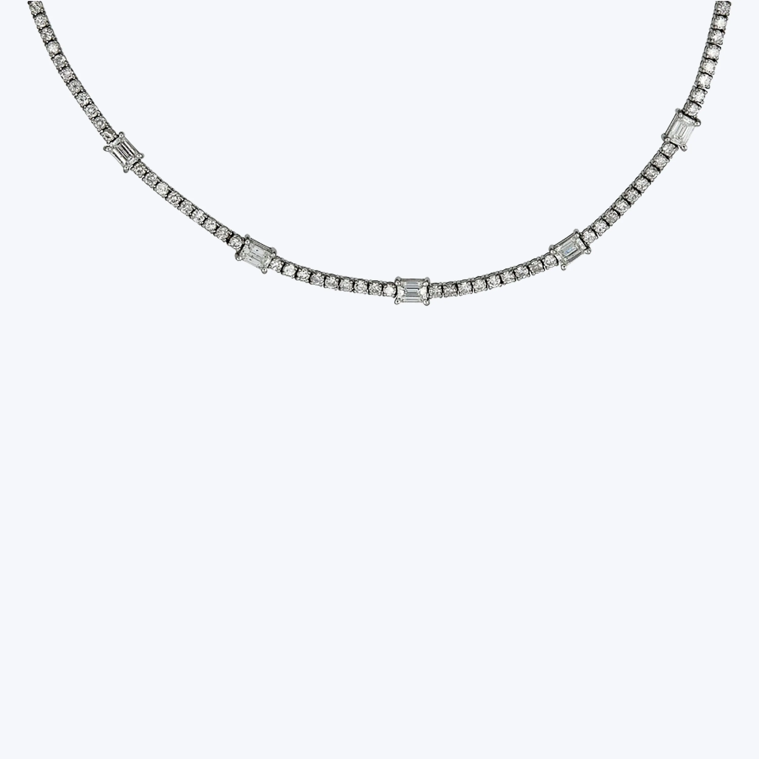 14K White Gold Diamond Choker