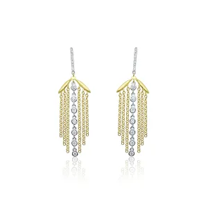 14K Yellow Gold and Diamond Chain Earrings