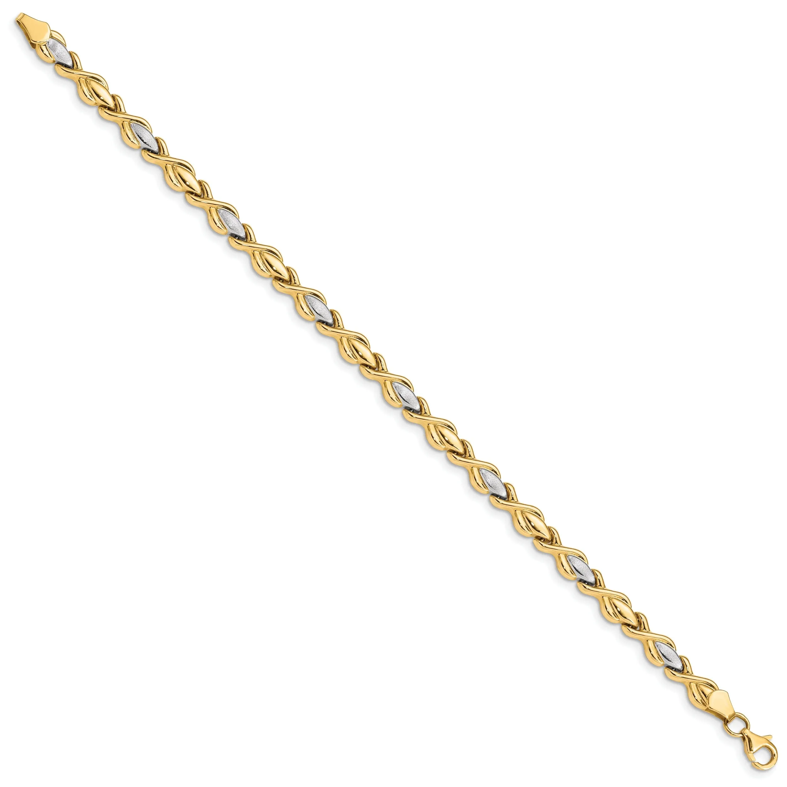 14k yellow gold bracelet infinity fancy links 7.25-inch