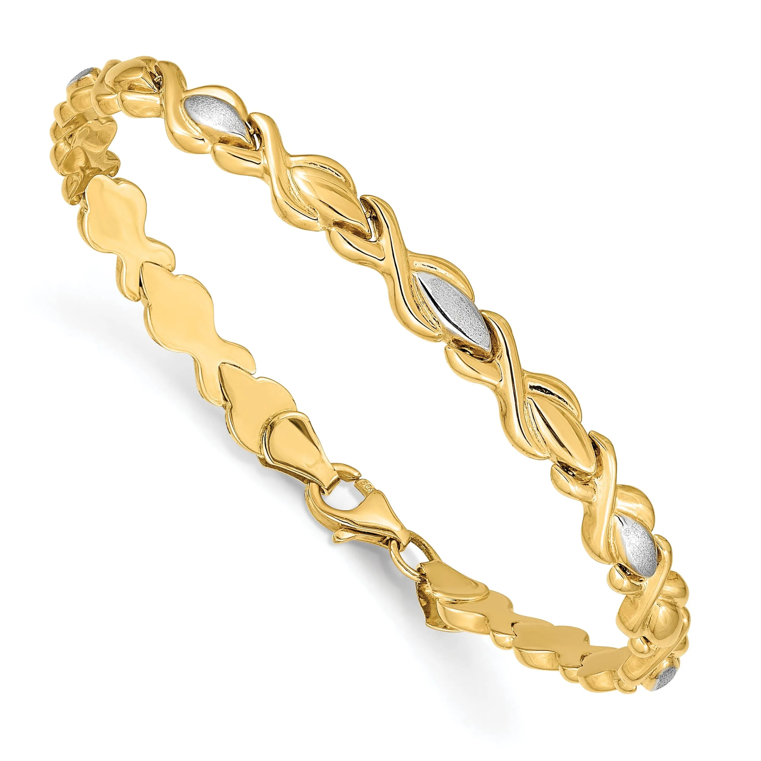 14k yellow gold bracelet infinity fancy links 7.25-inch