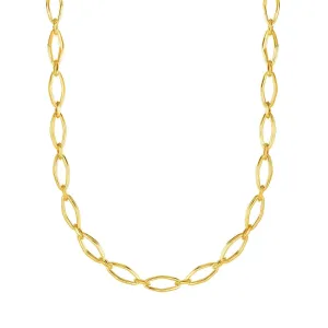 14k Yellow Gold Marquise Link Womens Necklace, 18"