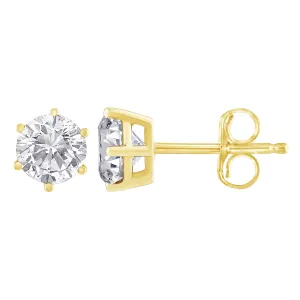 14K Yellow Gold Round Cut Diamond Earrings