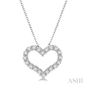 14KW Diamond Heart Pendant w/ 0.50 ctw, 18" Box Chain