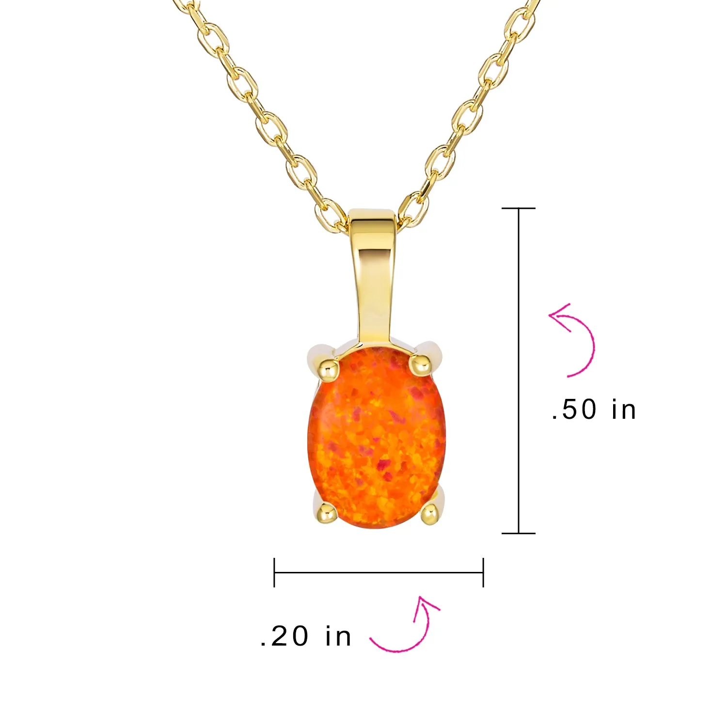 1CT Solitaire Oval Opal Pendant Necklace Rose Gold Plated .925 Silver