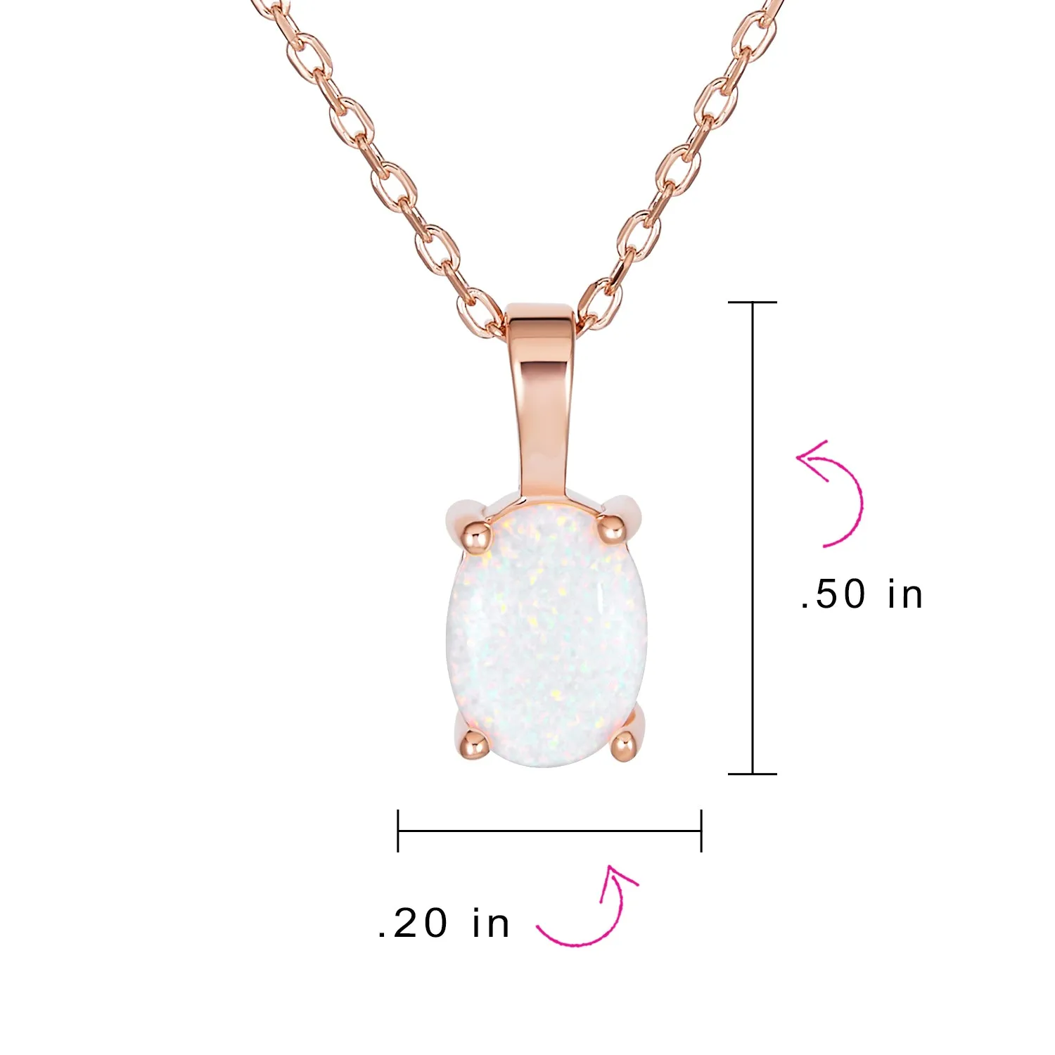 1CT Solitaire Oval Opal Pendant Necklace Rose Gold Plated .925 Silver