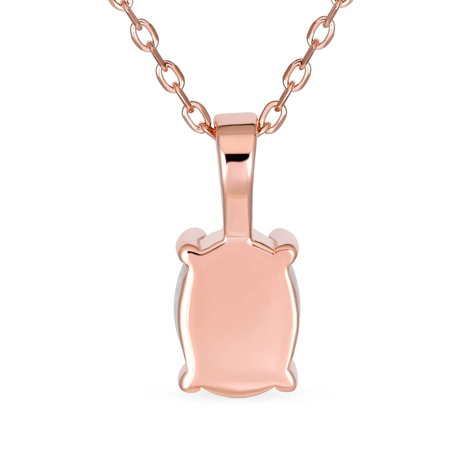 1CT Solitaire Oval Opal Pendant Necklace Rose Gold Plated .925 Silver