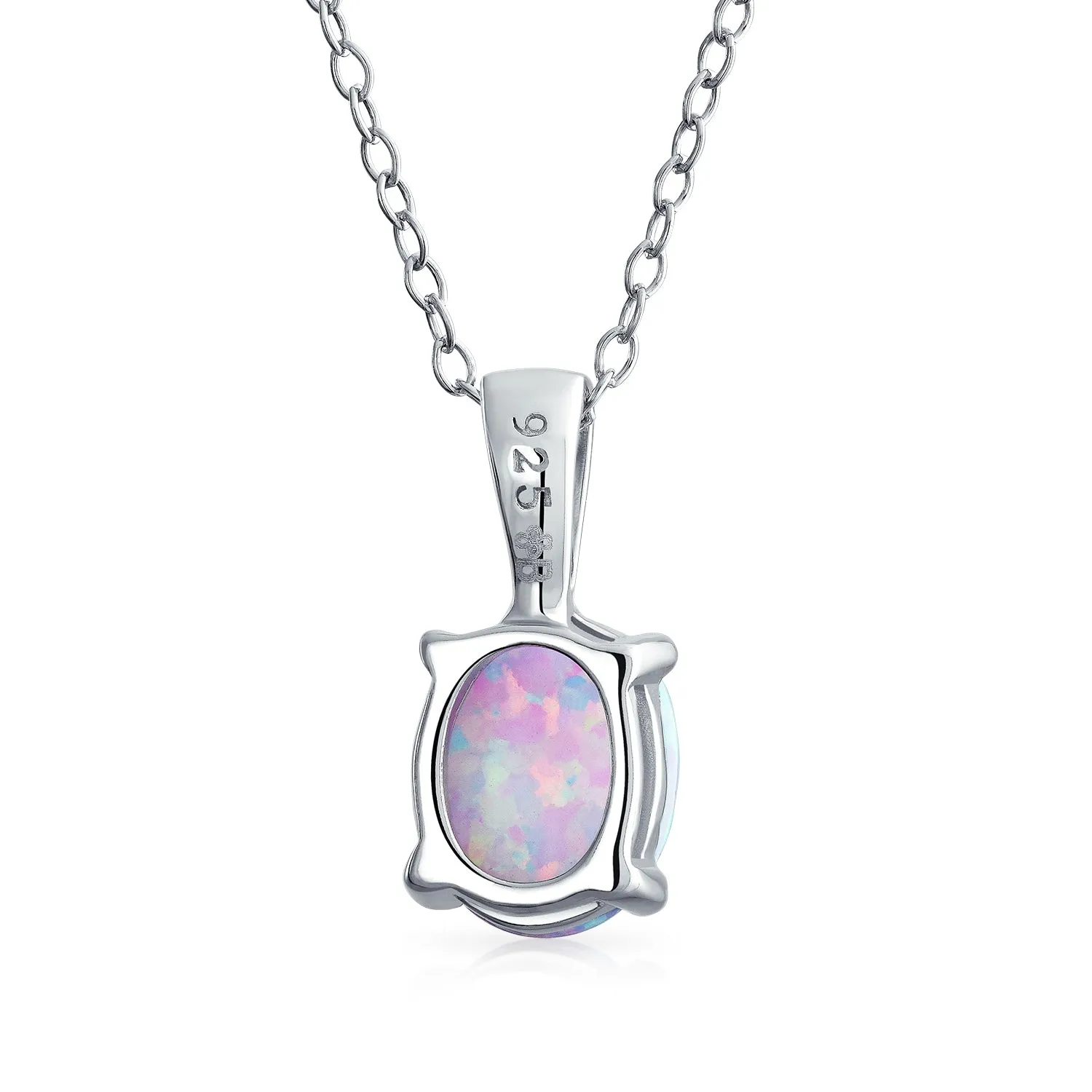 1CT Solitaire Oval Opal Pendant Necklace Rose Gold Plated .925 Silver