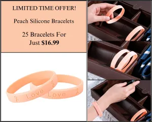 25 Peach Silicone Bracelets - $16.99