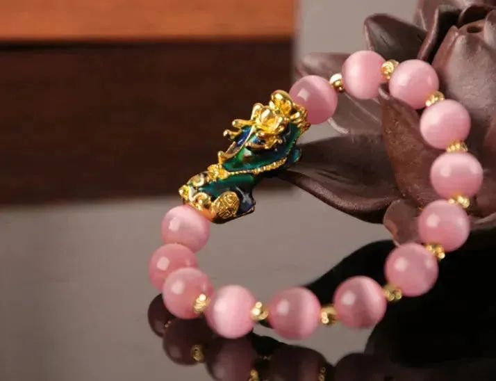 3D Gold Plated PiXiu Crystal Beaded Bracelet