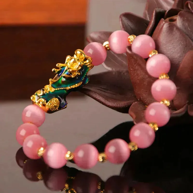 3D Gold Plated PiXiu Crystal Beaded Bracelet