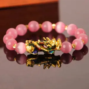 3D Gold Plated PiXiu Crystal Beaded Bracelet