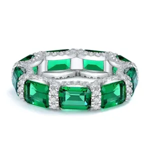 5*7mm Square Emerald 925 Sterling Silver Ring