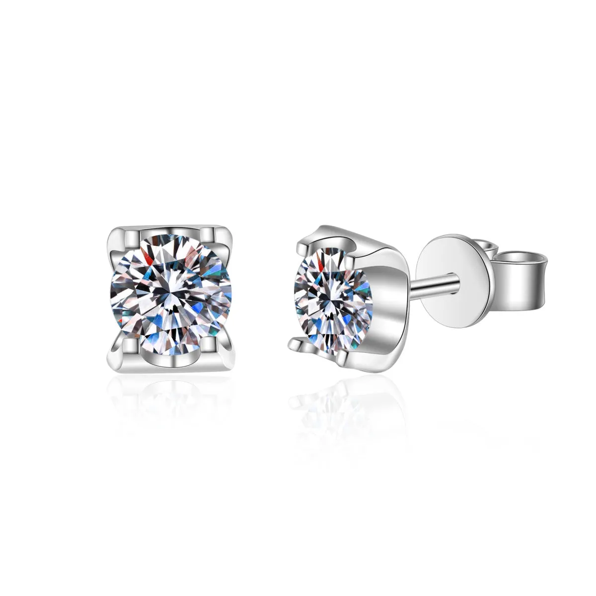 925 Sterling Silver Ox-Head Shaped Moissanite Stud Earrings