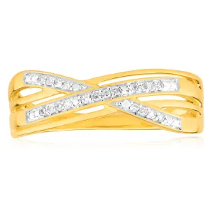 9ct Yellow Gold Diamond Ring with 20 Brilliant Diamonds