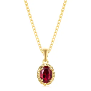 9ct Yellow Gold Oval Cut 7x5mm Created Ruby July Pendant