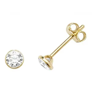 9ct Yellow Gold Round Zirconia Stud Earrings ES588