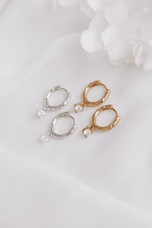 Amber - Gold or Silver Sterling Silver Hoops