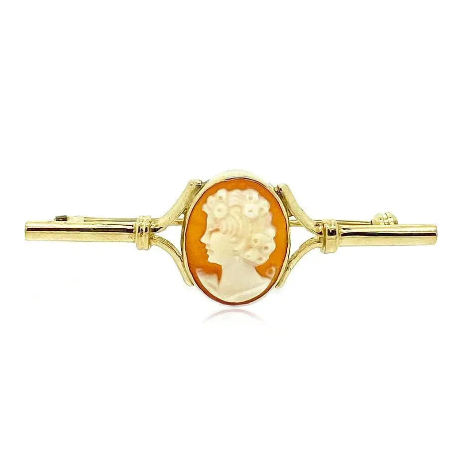 Antique Edwardian Cameo 9ct Gold Brooch Pin