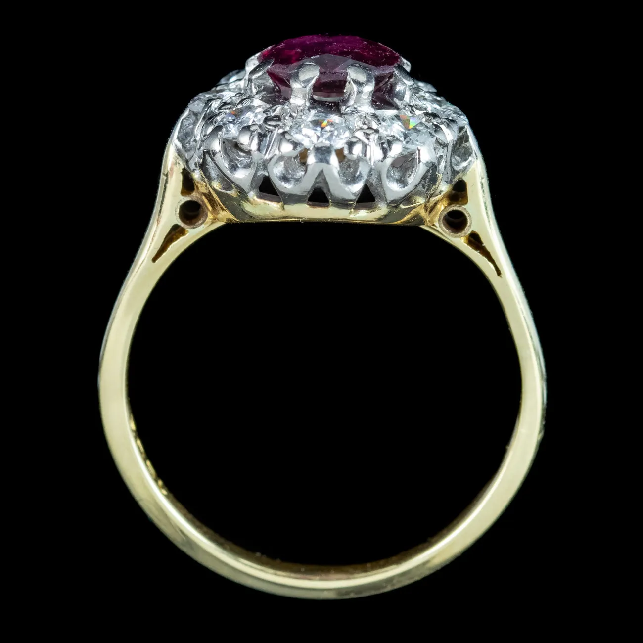 Antique Edwardian Ruby Diamond Cluster Ring 0.80ct Ruby