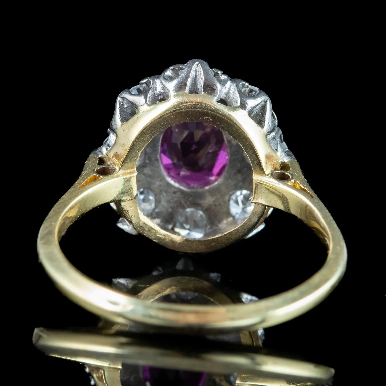 Antique Edwardian Ruby Diamond Cluster Ring 0.80ct Ruby