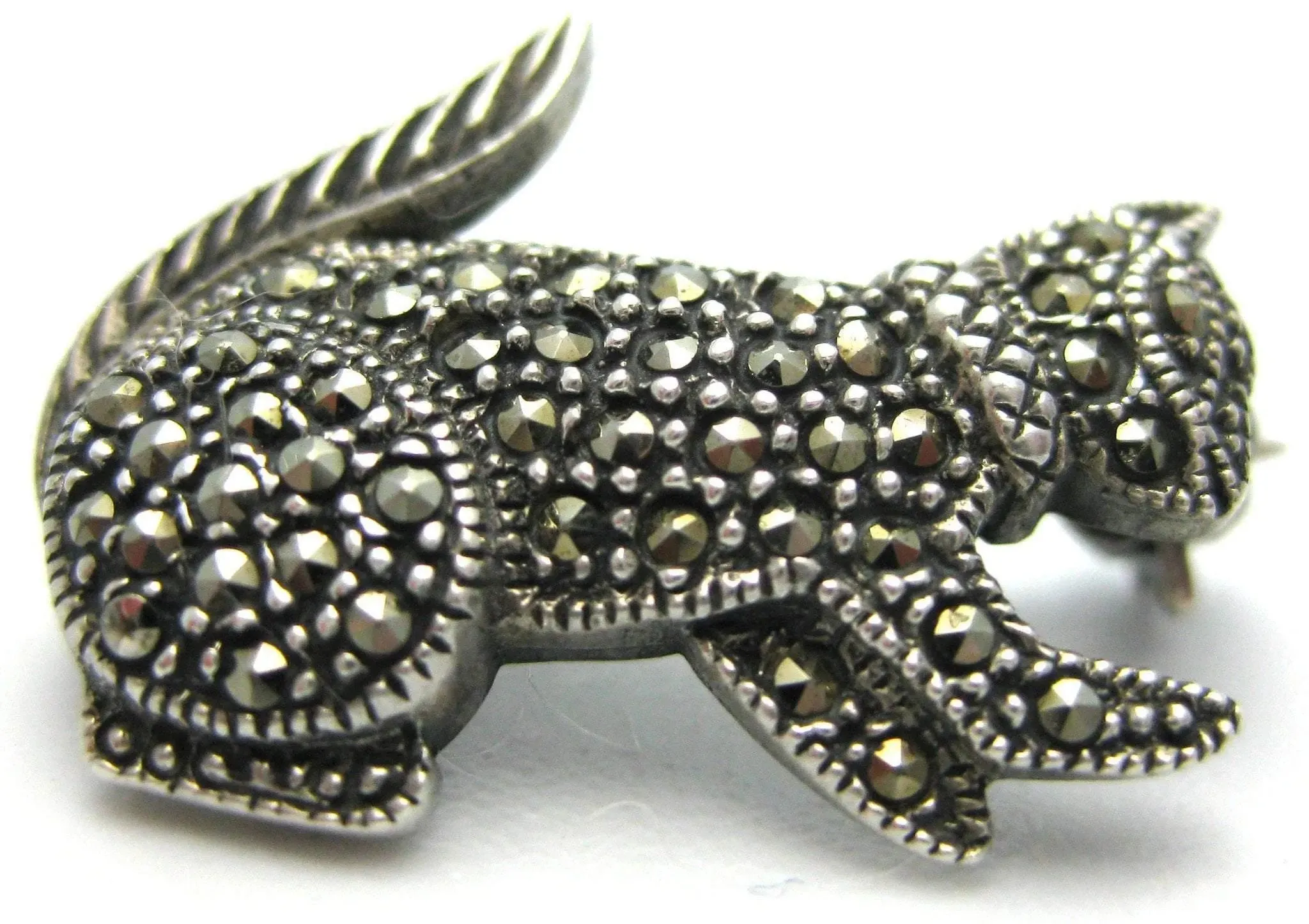 Antique Edwardian Silver Cat Brooch