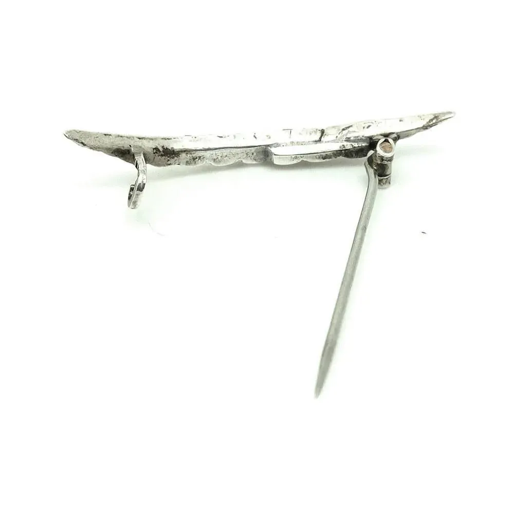 Antique Edwardian Silver Crescent Paste Brooch