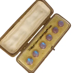 Antique Rose Gold Saphiret Glass Buttons - Boxed