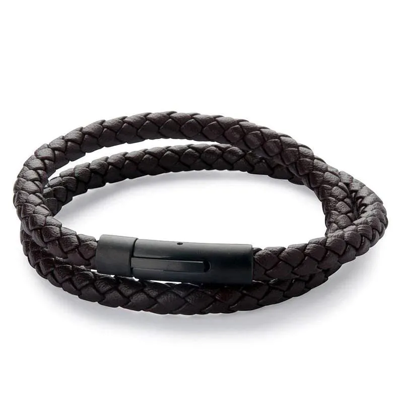 Barrel Double Wrap Leather Bracelet