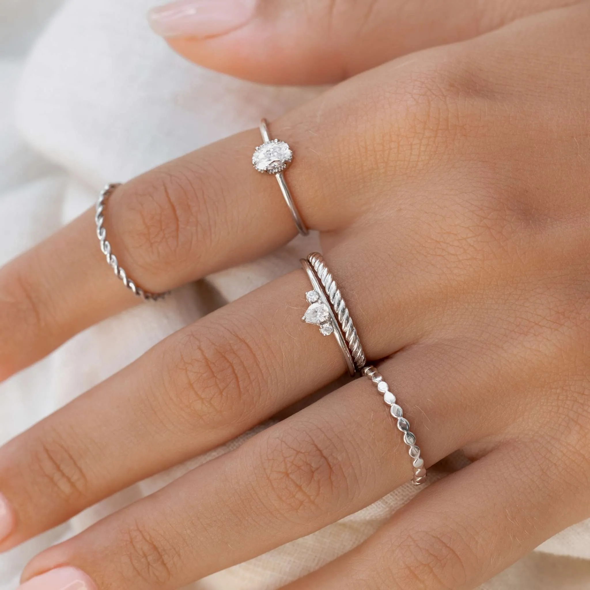 Beaded Ring Silver - Irene