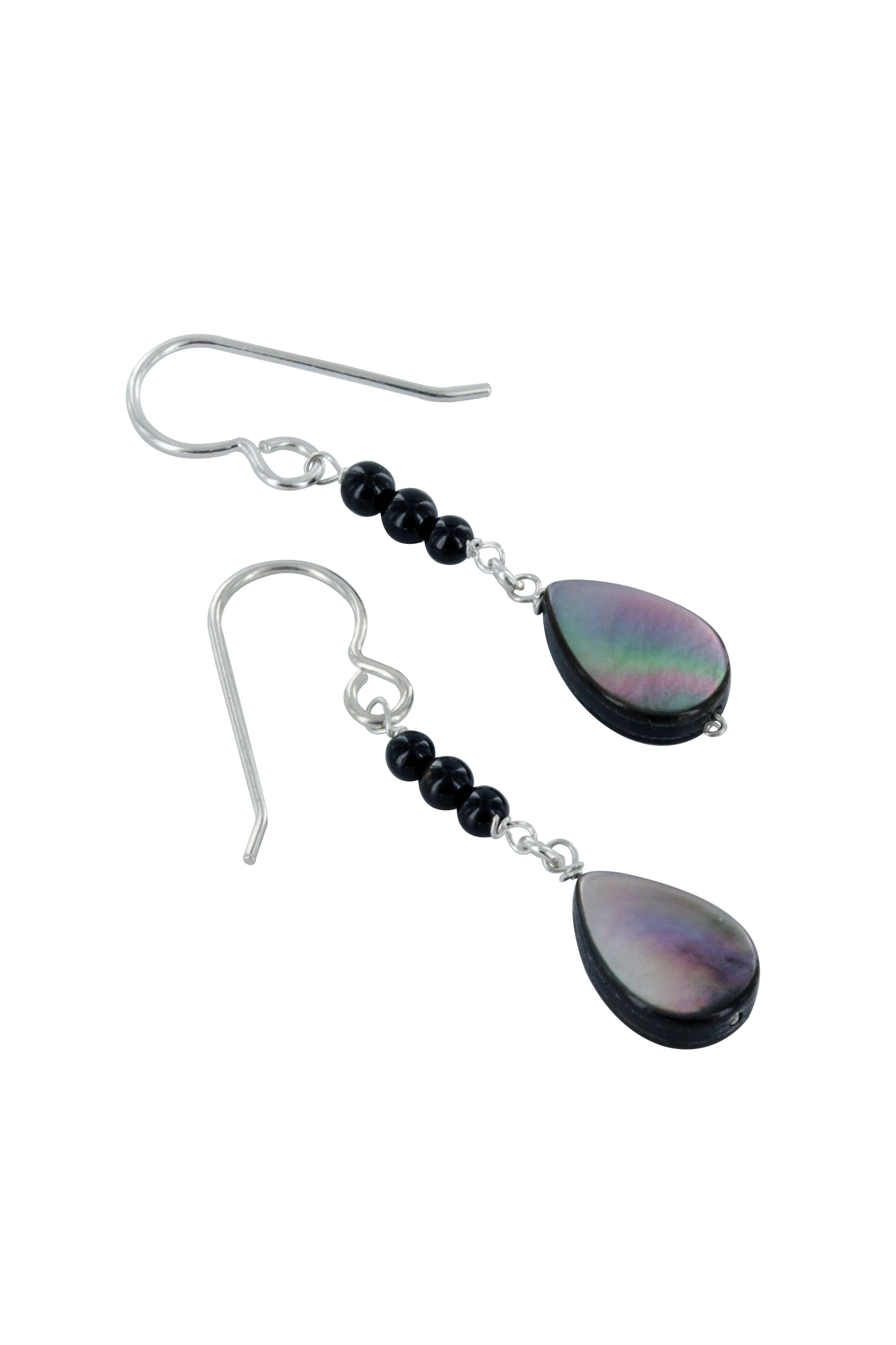 Black Onyx, Mother of Pearl Gemstone Dainty Earrings