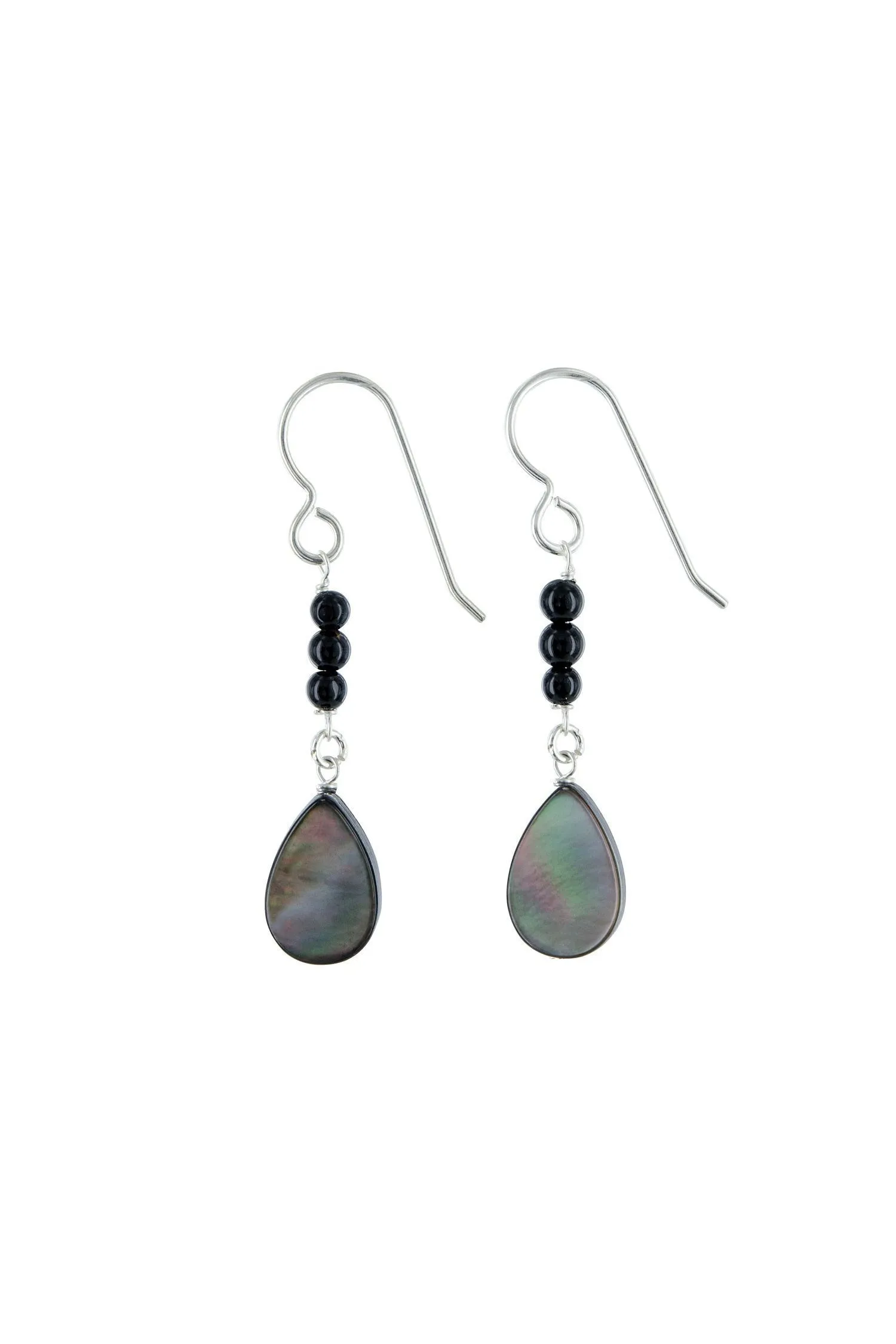 Black Onyx, Mother of Pearl Gemstone Dainty Earrings