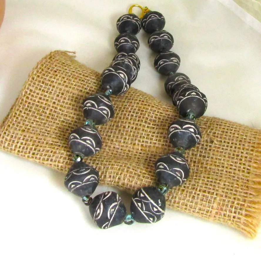 Black Tribal Bi-cone Necklace