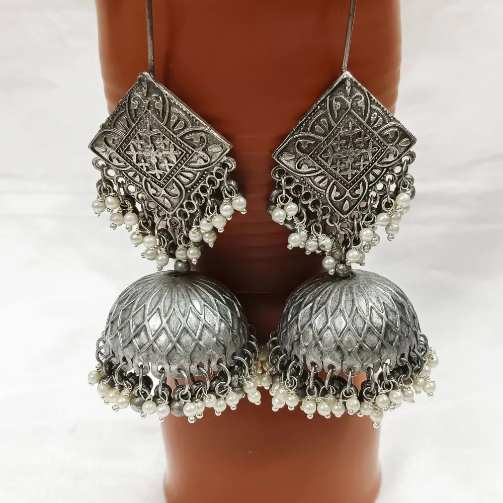 Blythediva Oxidised Plated Jhumkis Earrings