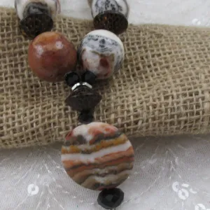 Brown Gemstone & Wood Pendant Necklace