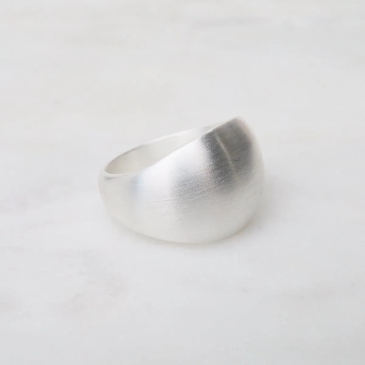 Brushed Sterling Silver Tapered Wide Ring